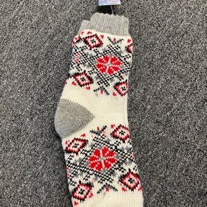 Nordic Patterned Winter Socks - Cream and Red
